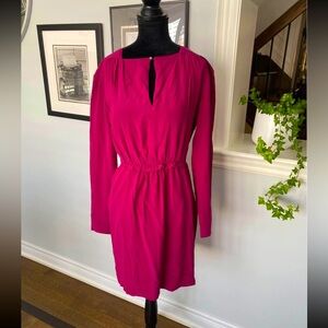 CHLOE women’s Long Sleeve Y Neck Sheath Dress Silk rouge Fonce Size 6